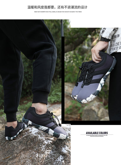 Outdoor Snow Boots, Home Cross-Border Winter New Style, Non-Slip Short Style, Fleece-Lined Warm Cotton Shoes, Thick-Soled Barefoot Five-Toe Shoes