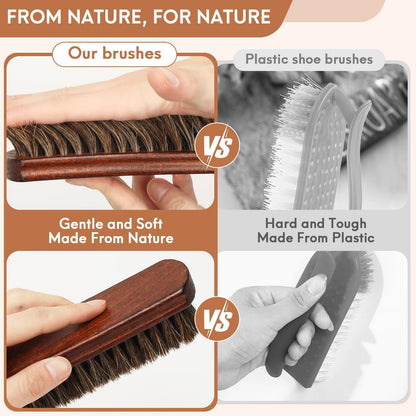 Horsehair Oiling Brush, Export High-End Horsehair Brush, Horsehair Beech Wood Brush, Leather Cleaning Supplies, Horsehair Shoe Brush Set