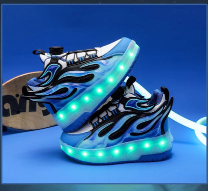 Children's Heelys Shoes, Retractable and Lighted, Boys' Flying Shoes with Wheels, Primary School Students' Roller Skate Shoes