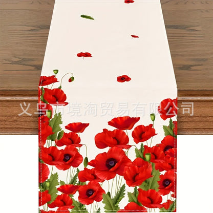 Linen Table Runner Pastoral Flower Lemon Summer Home Dining Table Outdoor Decoration Printed Tablecloth Table Runner
