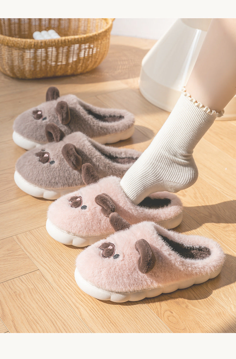Cixi Cotton Slippers for Women, Spring, Autumn and Winter Home Use, Indoor Non-Slip Couple Home Warm Winter Plush Men's Slippers