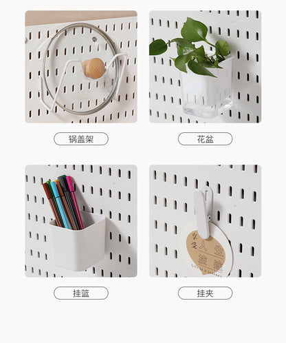 Desktop Perforated Board Storage Rack Organizer Office Partition Workstation Desk Stationery Organizer Shelf No Drilling Required