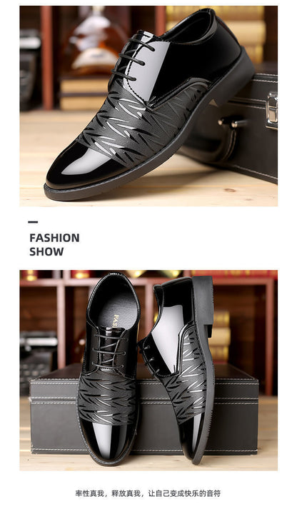 Men's Leather Shoes Men's Shoes 2020 Spring New Youth Business British Black Casual Breathable Dress Shoes