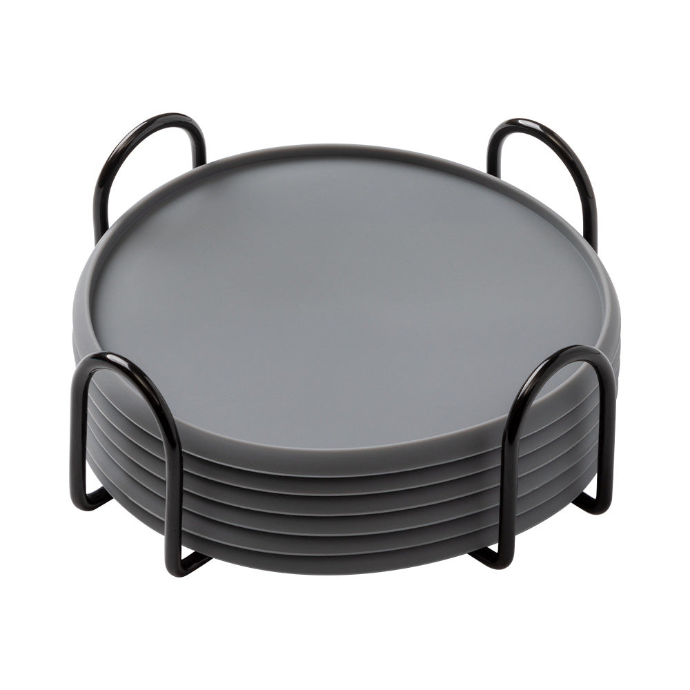 Wholesale Round 10cm Silicone Coaster Set with Cup Holder for Storing Food-Grade Tea Cups