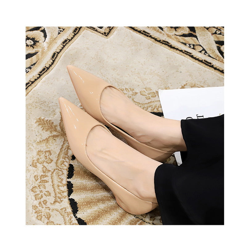 Patent Leather Women Flats Lady Sexy Evening Party Slip On Flat Shoes Women Sharp Pointed Low Heel Shoes Leisure Female Shoes