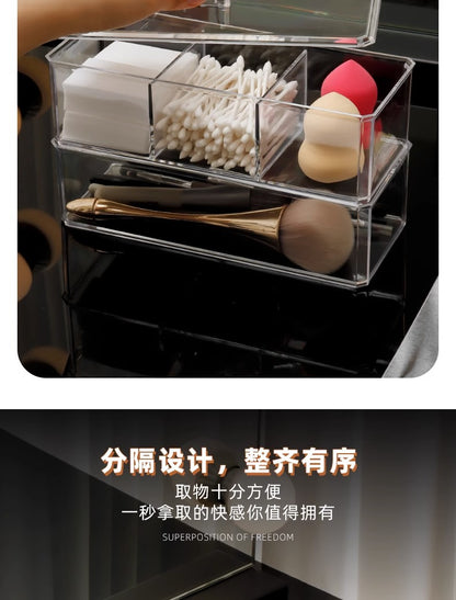 Makeup Cotton Storage Box Beauty Egg Cotton Swab Powder Puff Makeup Remover Cotton Desktop Storage with Lid Bar Storage Transparent Organization