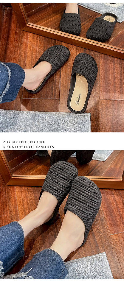 New Foreign Trade French Niche Hollow Toe Half Slippers for Women Summer Cross-Border Wear Roman Style Soft-Soled Mule Shoes