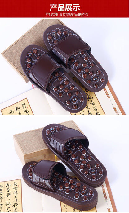 Rotating Acupuncture Foot Massage Slippers for Men, Home Use Foot Acupoint Massage, Acupressure Health Care Non-Slip Slippers