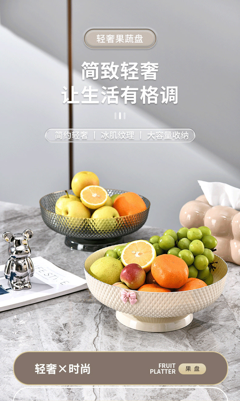 Fruit Plate High-foot Draining Light Luxury High-end Living Room Coffee Table Household Snack Candy Plate Dried Fruit High-value Pendant Plate