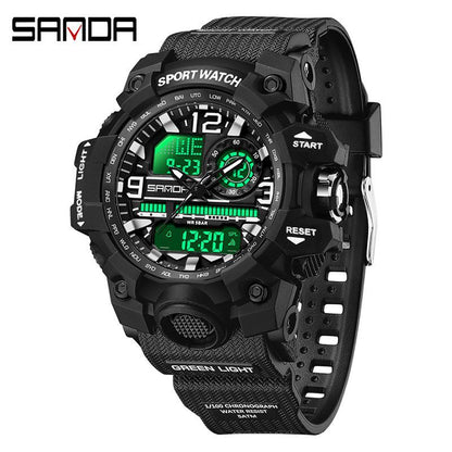 Sanda Hot-Selling Watch Korean Version Student Party Multi-Functional Waterproof Alarm Clock Electronic Watch Cool Dual Display Luminous Sports Watch by PDG ibma