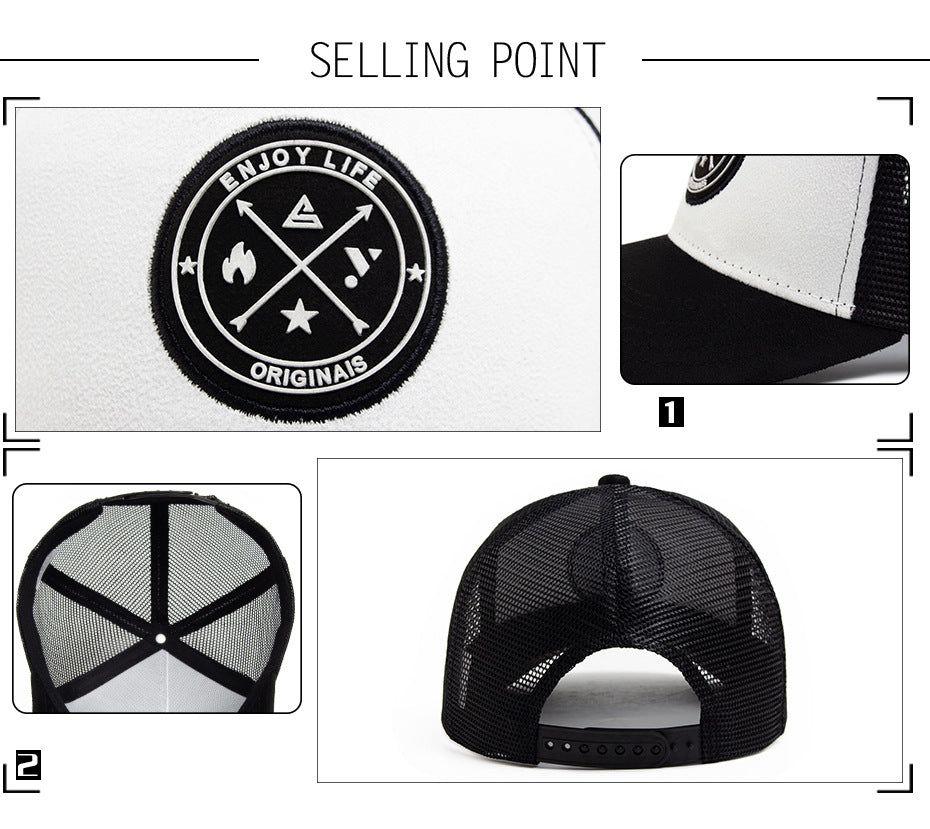 Summer Round Label Suede Baseball Cap Men's Mesh All-match Sunshade Women's Hip-hop Hat Trendy Foreign Trade Explosions in stock