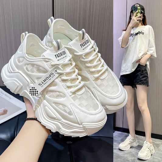 Z Mesh Breathable Daddy Shoes for Women 2024 Summer New Internet Celebrity Thick Sole Versatile Foot-Showing Small Lightweight Casual Sports by PDG ibma