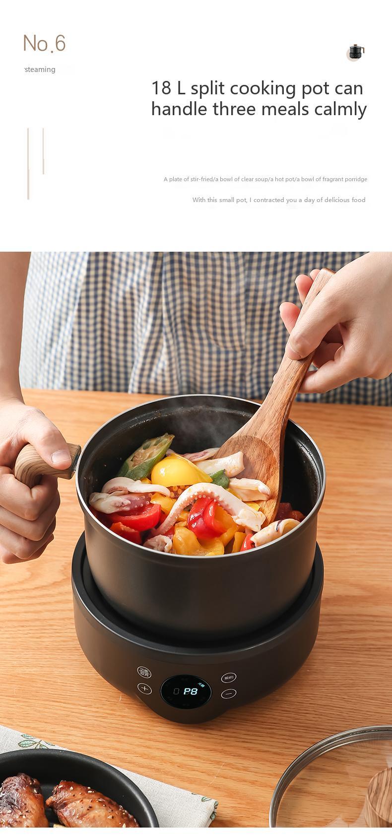 Cross-border 110V/220V English packaging household full-automatic multifunctional split 1.8-liter electric cooking pot European, British and American regulations