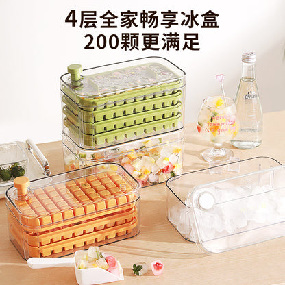 Ice Cube Mold Food Grade Household Pressed Ice Tray Large Capacity Ice Cube Storage Box Refrigerator Homemade Frozen Ice Artifact