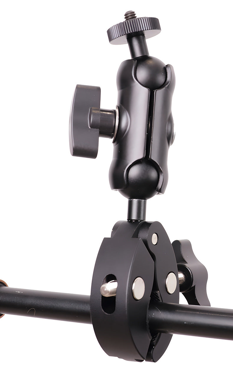 Action Camera Handlebar Bracket, Cycling Navigation Double-Head Clamp Bracket, Universal Ball Head Motorcycle Mobile Phone Holder