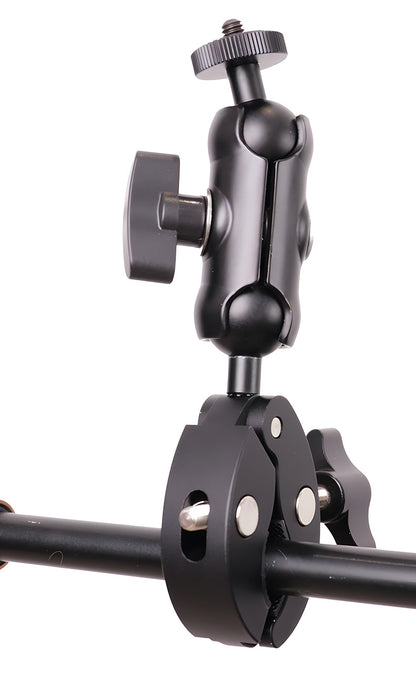 Action Camera Handlebar Bracket, Cycling Navigation Double-Head Clamp Bracket, Universal Ball Head Motorcycle Mobile Phone Holder