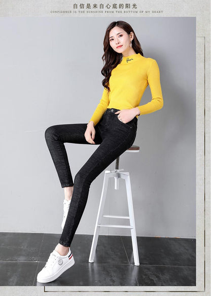 High Waist Jeans Women's Trousers Spring and Autumn 2023 New Winter Fleece-lined Slim-fit Slimming Pencil Pants Thick