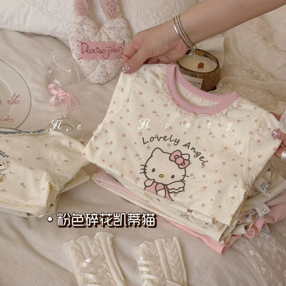 Spot Large and Small Roll Heyhoney24 Lycra Cotton Boys and Girls Autumn Clothes Intimates Printed Home Clothes Pajamas Two-Piece Set