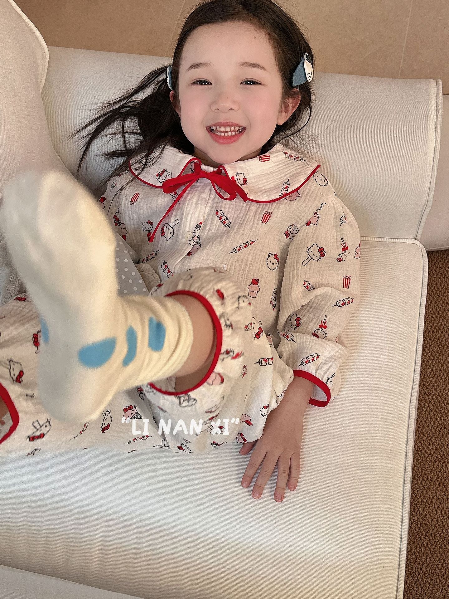 Princess Style Children's Lapel A-Class Cartoon Loungewear Set 2026 Spring New Baby Sweet and Cute Pajamas and Sleep Pants