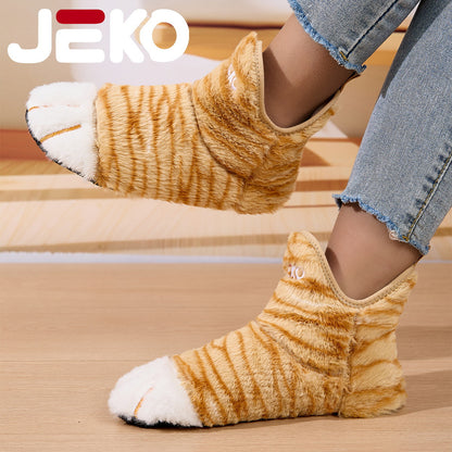 Cross-Border Autumn and Winter Yoga Shoes with Fleece Lining for Warmth, Indoor Shoes for Men and Women, Non-Slip, Silent, Slip-On, Closed-Toe, Soft Plush Cotton Shoes