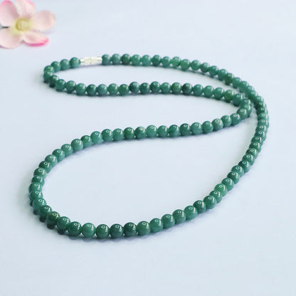 Guan Yu Natural Grade a Jade Necklace Blue Water Jade Round Bead Chain E-Commerce Live Broadcast Hot Sale Wholesale S5060601