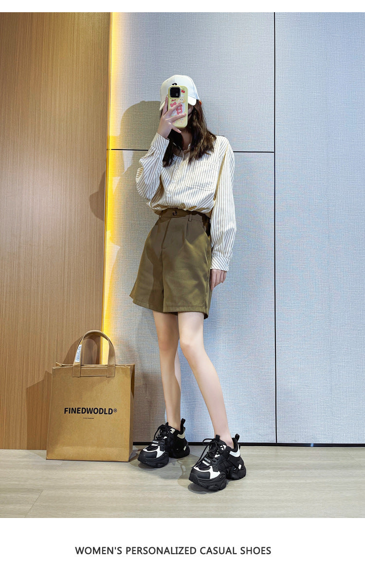 Thick-Soled Dad Shoes for Women 2025 Summer New Versatile Height-Increasing Breathable Mesh Sports Casual Shoes Platform Heel