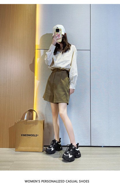 Thick-Soled Dad Shoes for Women 2025 Summer New Versatile Height-Increasing Breathable Mesh Sports Casual Shoes Platform Heel
