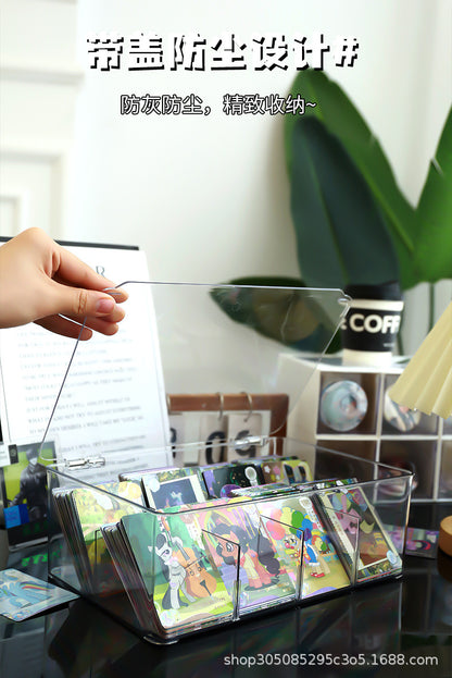 Card Storage Box, Card Organizer, Acrylic Compartment Display Rack, Stackable Drawer for Home Use