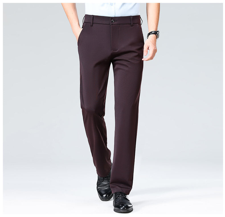 Wholesale casual pants men's four-sided elastic fabric summer ice silk pants trousers trousers high waist breathable iron-free formal trousers