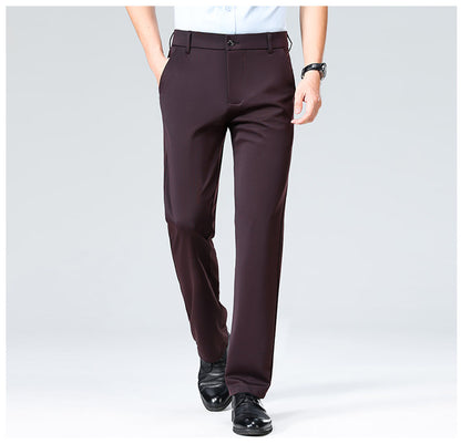 Wholesale casual pants men's four-sided elastic fabric summer ice silk pants trousers trousers high waist breathable iron-free formal trousers