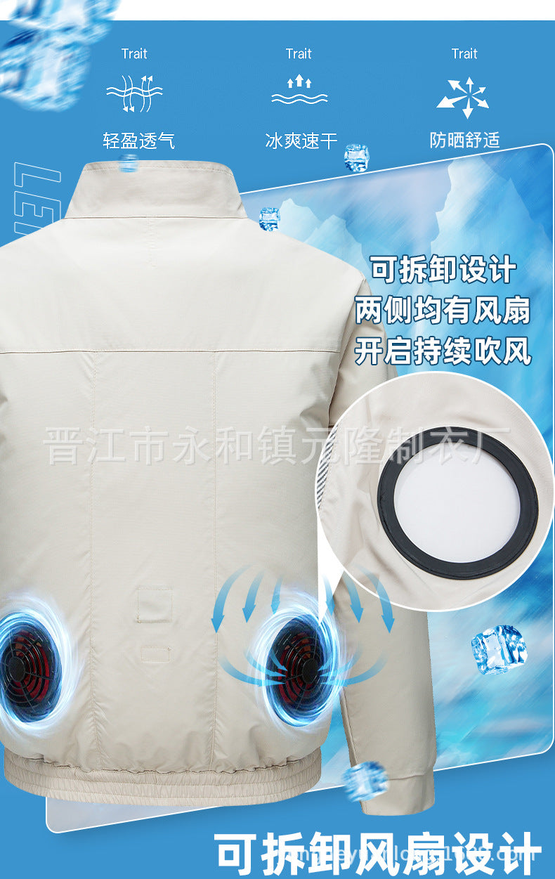 Cross-Border Summer Cooling Air-Conditioning Clothing with Fan Refrigeration Workwear Outdoor Heatstroke Prevention Fan Clothing Men's Labor Protection Clothing Work Clothes