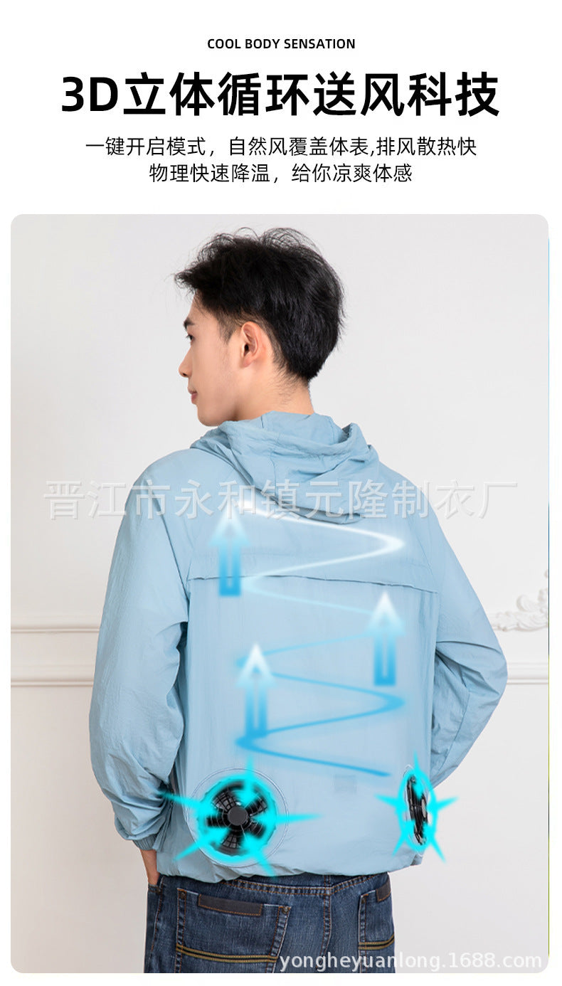 Summer Air Conditioning Clothing Outdoor Sun Protection Clothing Cooling Cooling Fan Skin Clothing Fan Clothing Long Sleeve Work Clothes Fishing Clothes