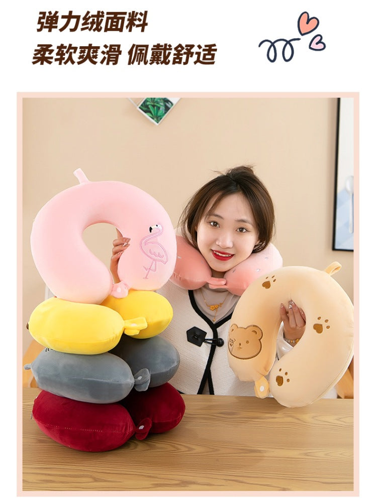 Neck Pillow Travel Memory Foam U-shaped Pillow Cartoon Gift Sponge Sleeping Neck Pillow Embroidery Slow Rebound Nap Pillow