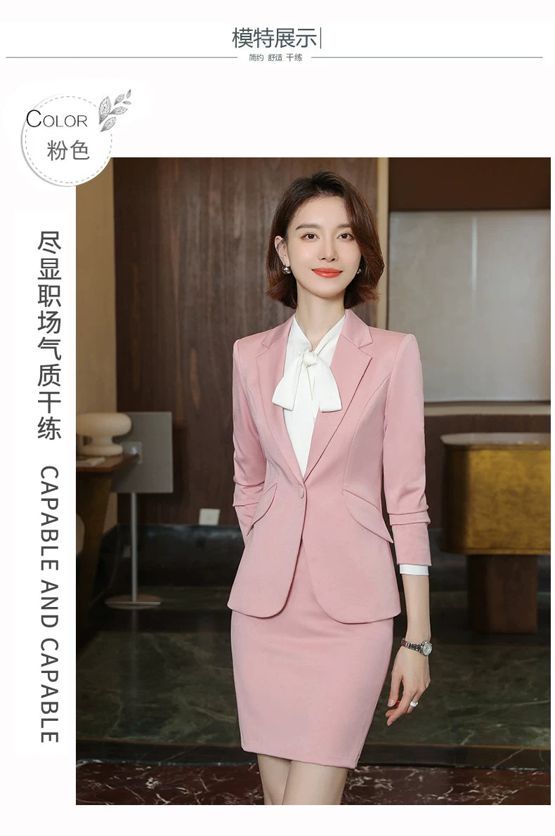 2023 autumn and winter professional style suit female manager professional attire temperament goddess fan sense suit suit pink small suit