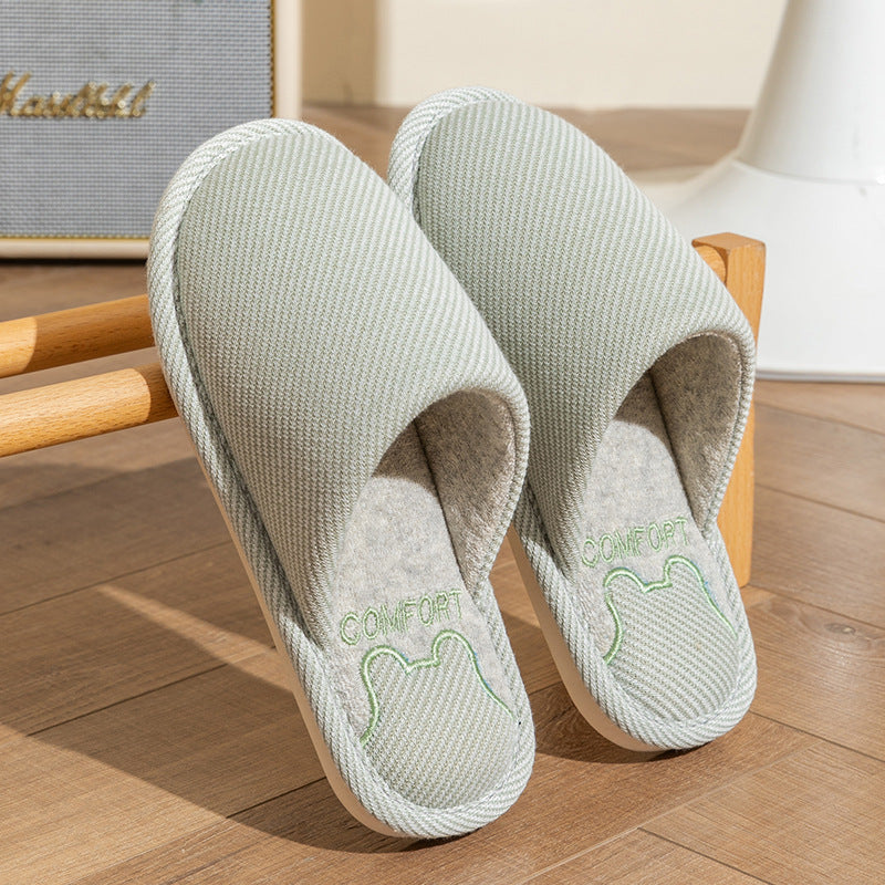 Spring and Autumn Cotton Slippers for Women, All Seasons, Winter, Indoor Home Use, Cotton and Linen Non-Slip Home Couple Wholesale Hemp Slippers for Men