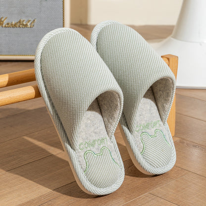 Spring and Autumn Cotton Slippers for Women, All Seasons, Winter, Indoor Home Use, Cotton and Linen Non-Slip Home Couple Wholesale Hemp Slippers for Men