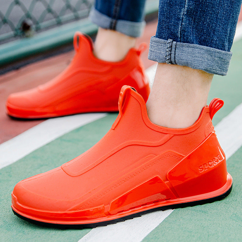 Cross-border Explosions Fashion Rain Boots Men's Non-slip Rubber Shoes Thick Sole Wear-resistant Outer Wear Rain Boots Non-slip Kitchen Water Shoes Men