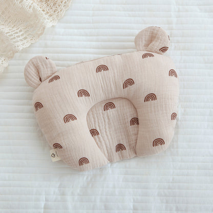 Class A cotton baby gauze baby anti-deflection head shaped pillow sweat-absorbing breathable Four Seasons suitable for newborn comfort pillow