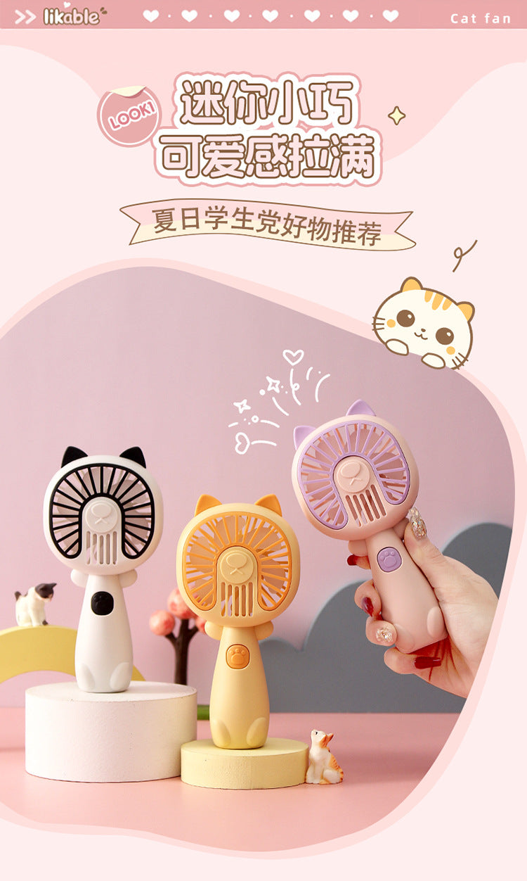New cartoon mini fan summer outdoor portable USB rechargeable fan student dormitory desktop fan