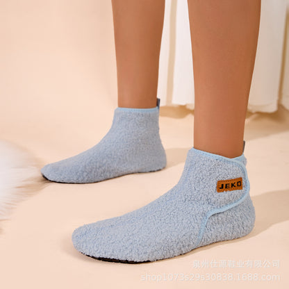 Cross-Border Large Size Shein Winter New Women's Velcro Home Indoor Non-Slip Warm Long Plush Snow Boots