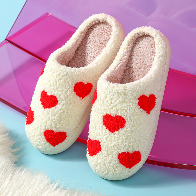 Autumn and Winter Home Cotton Slippers for Women, Cute Printed Plush Soft-Soled Slippers, Indoor Warm, Non-Slip and Comfortable