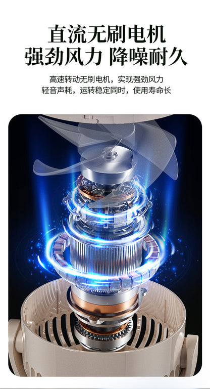 Outdoor camping fan travel folding detachable digital display usb charging shaking head small fan tent fishing essential
