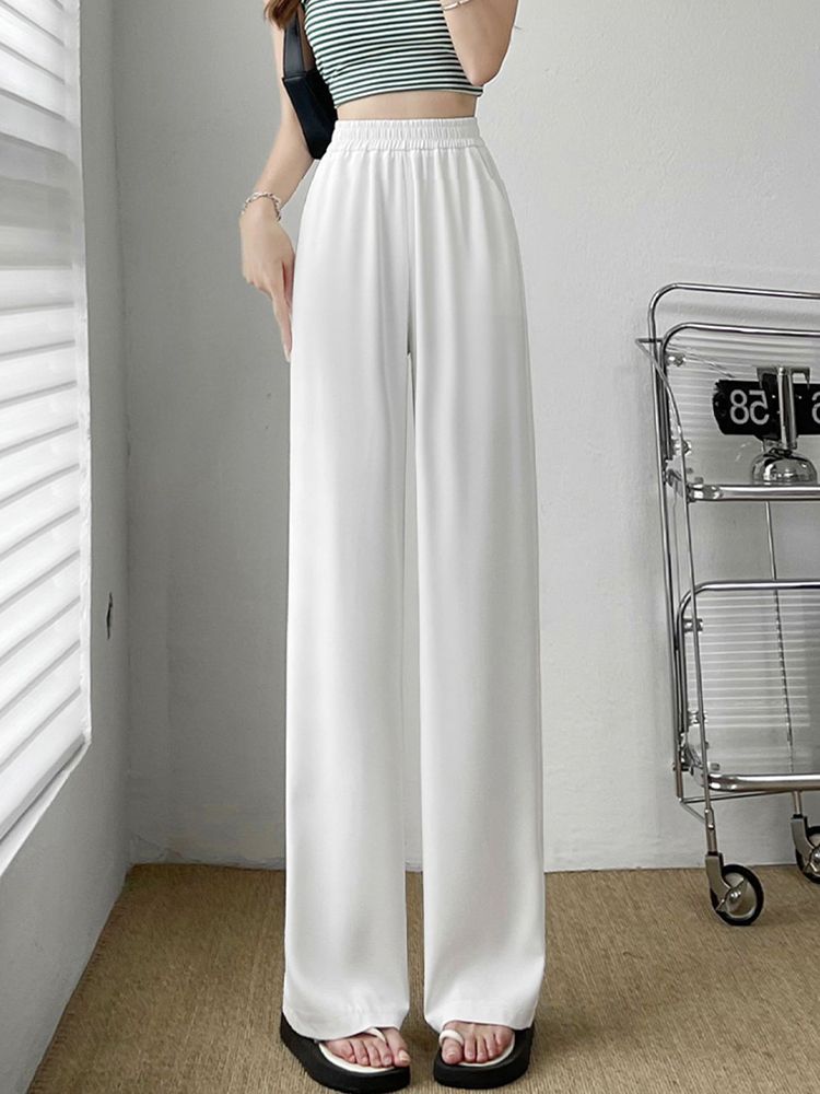 Wide Leg Pants Women's 2025 Summer Thin High Waist Dosing Straight Straight Pants Casual Loose All-match Slim-fit Mopping Pants