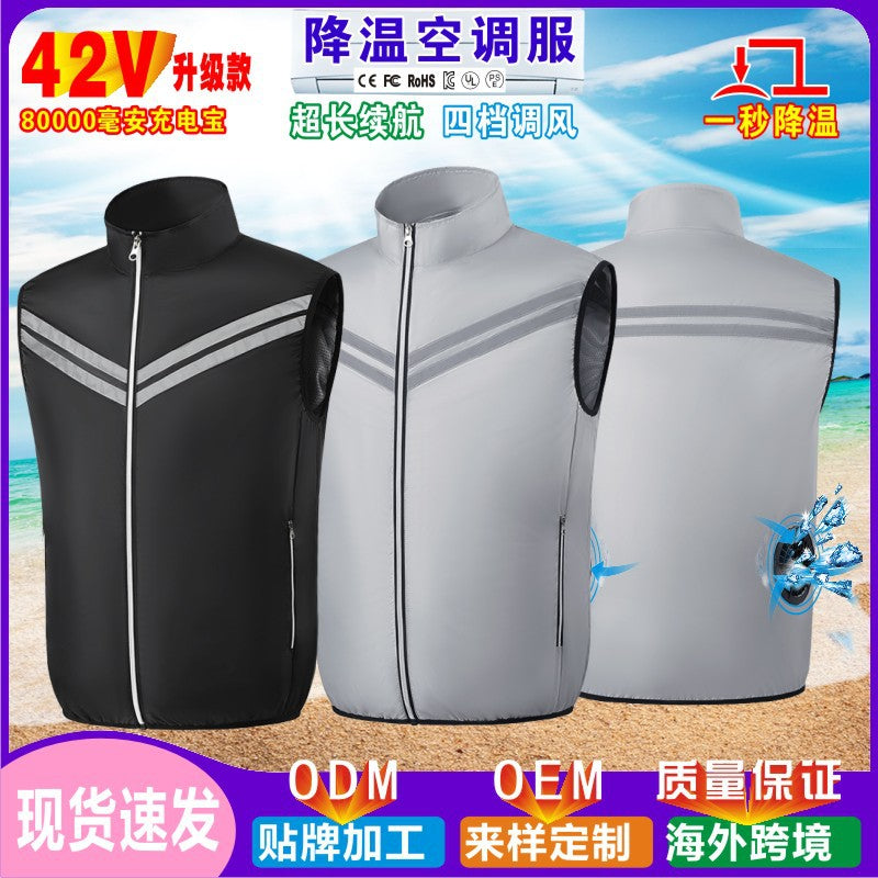 Cross-Border Supply of Intelligent Heatstroke Prevention Refrigeration Air-Conditioning Clothing Summer Cooling Fan Vest Outdoor Sun Protection Ice Vest Clothing