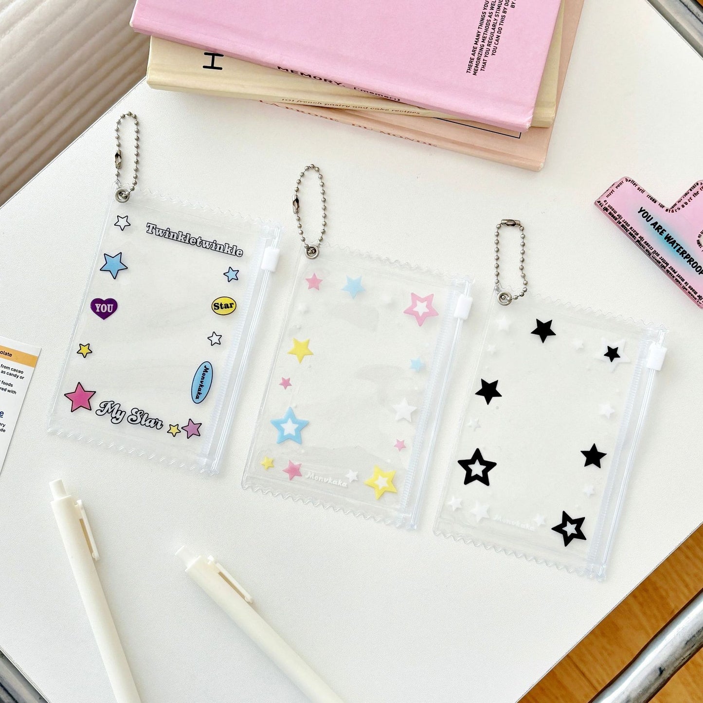 Monvkaka American-Style Star Small Zipper Card Holder Random Card Storage Card Case Card Holder Gu Mei Baji Bag