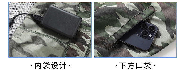 Cross-Border Cooling Air-Conditioning Clothing with Reflective Strips and Fan Cooling Clothing for Men and Women Labor Protection Summer Outdoor Work Clothes