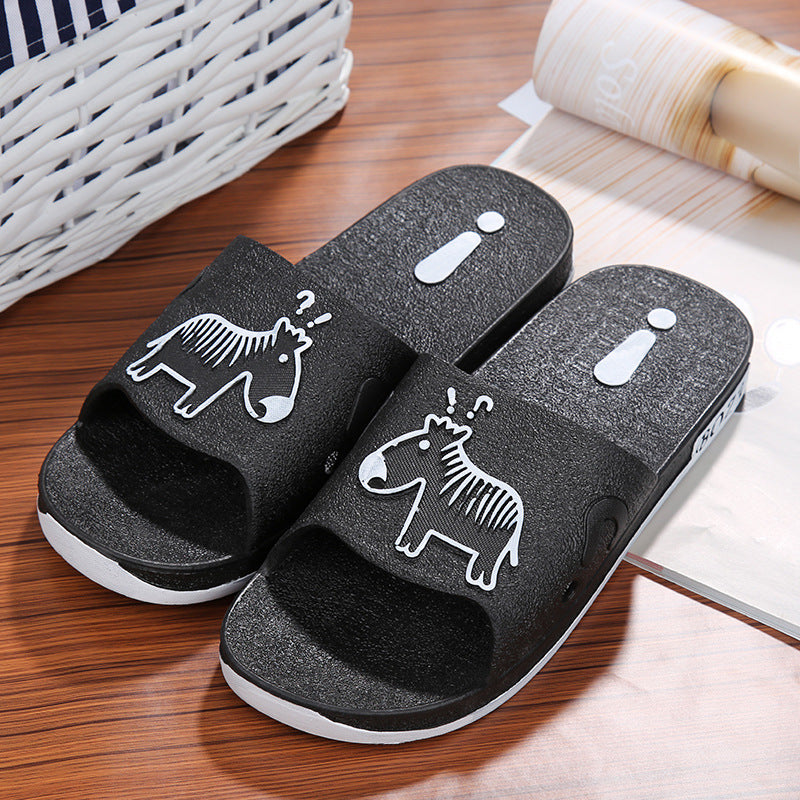 Summer Pvc Bathroom Slippers Home Cartoon Couple Slippers Indoor Cute Bath Non-Slip Sandals Women's Stall