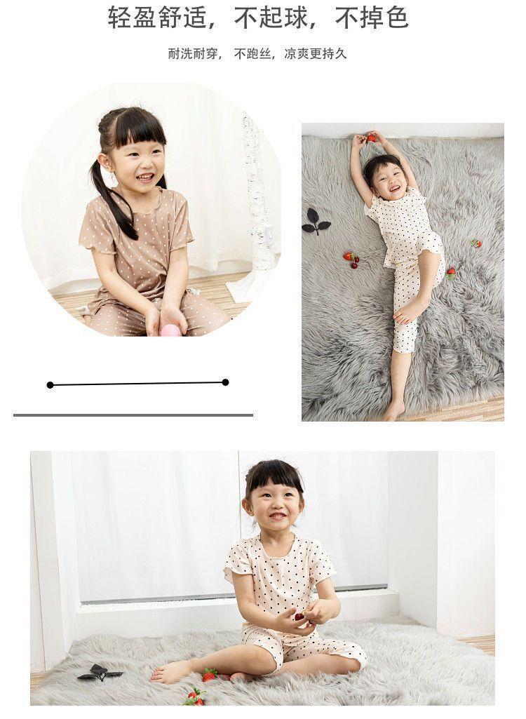 Children's Thin Short-Sleeved Air-Conditioned Clothing for Boys and Girls Summer Pajamas suit Can Wear Outfit Baby's Home Clothes Two-Piece Fashionable Set