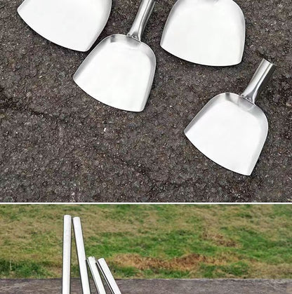 Stainless Steel Shovel Stir-frying Shovel Long Steel Handle Sketch Iron Shovel Kitchenware Hotel Large Sketch Thickened Stainless Steel Sketch
