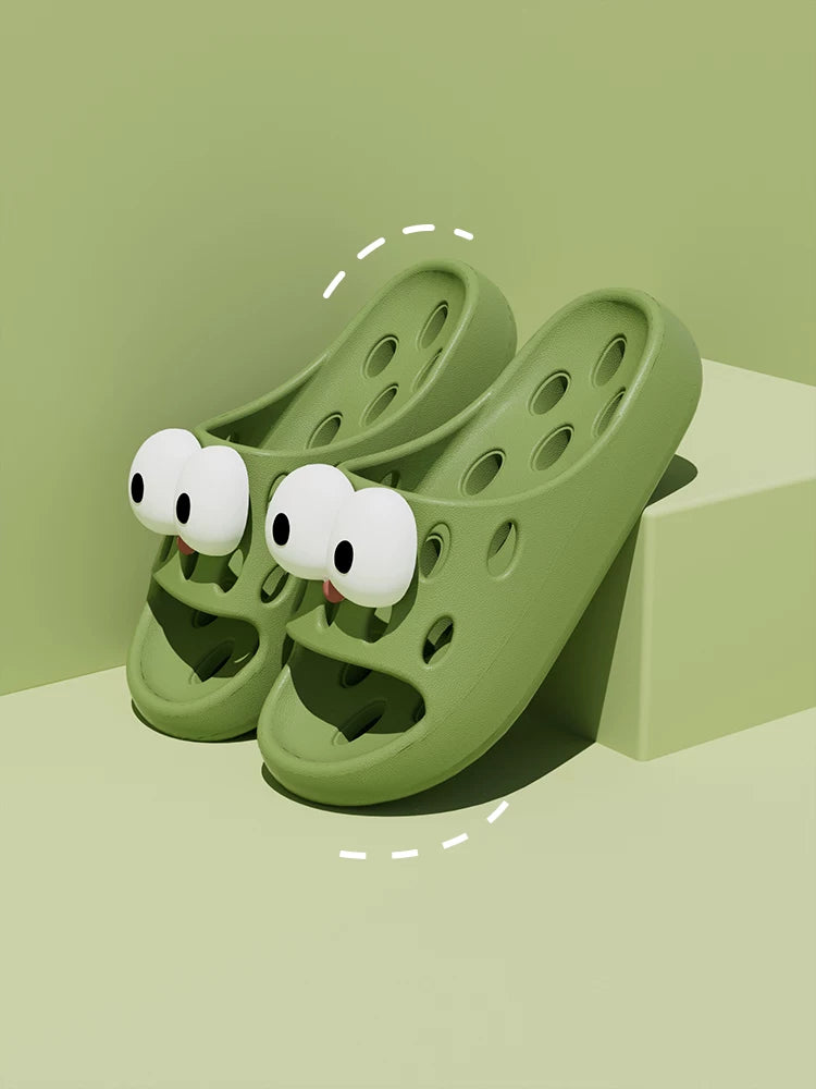 Bathroom Bath Slippers Women's Cartoon Eyes New Summer Home Dormitory Hotel Anti-slip Water Leakage Quick-drying Sandals for Men